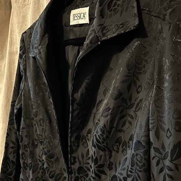 Vintage Jessica floral textured Black Zip Jacket - Picture 2 of 5